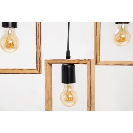 Zuma Line - Κρεμαστό φωτιστικό οροφής 3xE27/20W/230V πεύκο/μαύρο