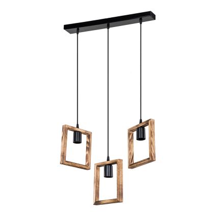 Zuma Line - Κρεμαστό φωτιστικό οροφής 3xE27/20W/230V πεύκο/μαύρο