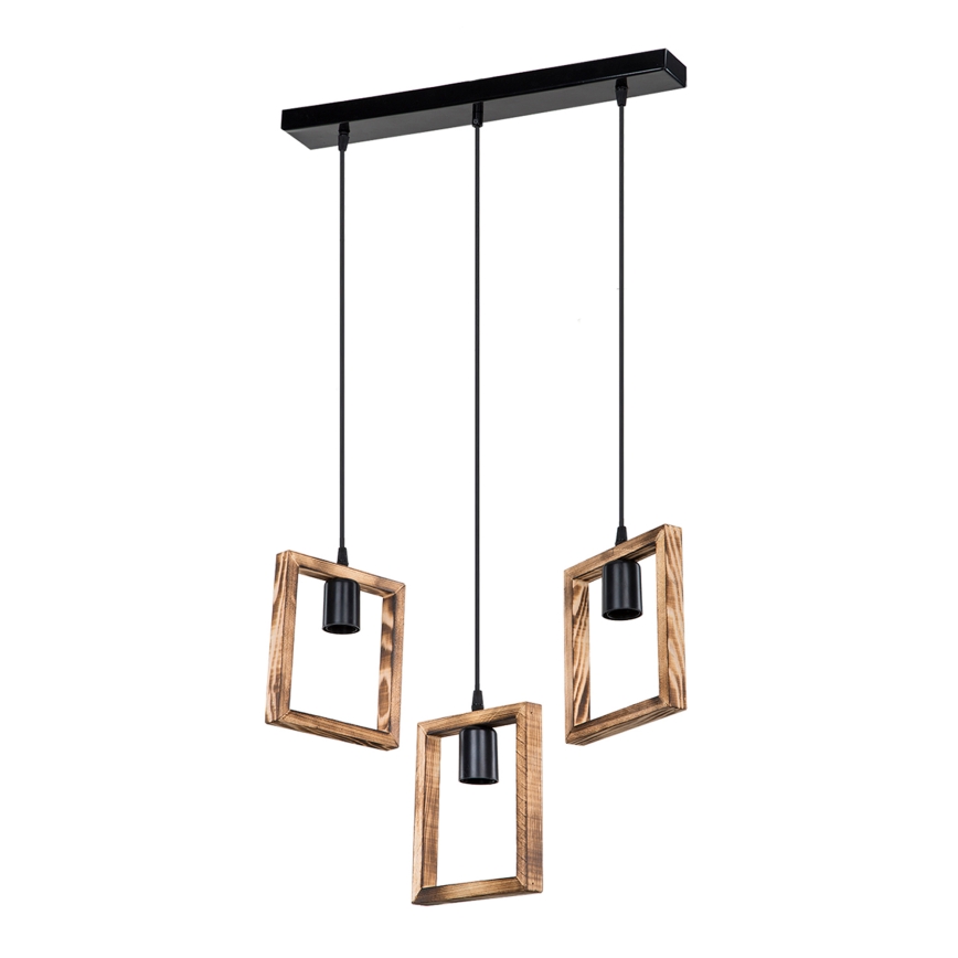 Zuma Line - Κρεμαστό φωτιστικό οροφής 3xE27/20W/230V πεύκο/μαύρο