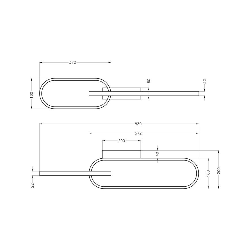 Zuma Line - Φωτιστικό οροφής LED 2xLED/24W/230V μαύρο/χρυσό