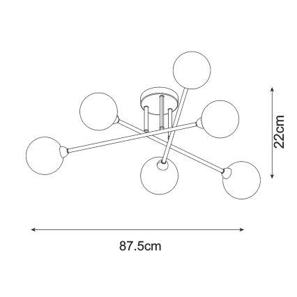 Zuma Line - Πλαφονιέρα οροφής 6xG9/3W/230V μαύρο