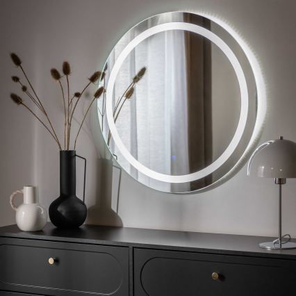 Zuma Line - Επιτοίχιος καθρέφτης μπάνιου με ενσωματωμένο φωτισμό LED/36W/230V 3000/4000/6000K διάμ. 80 cm IP44