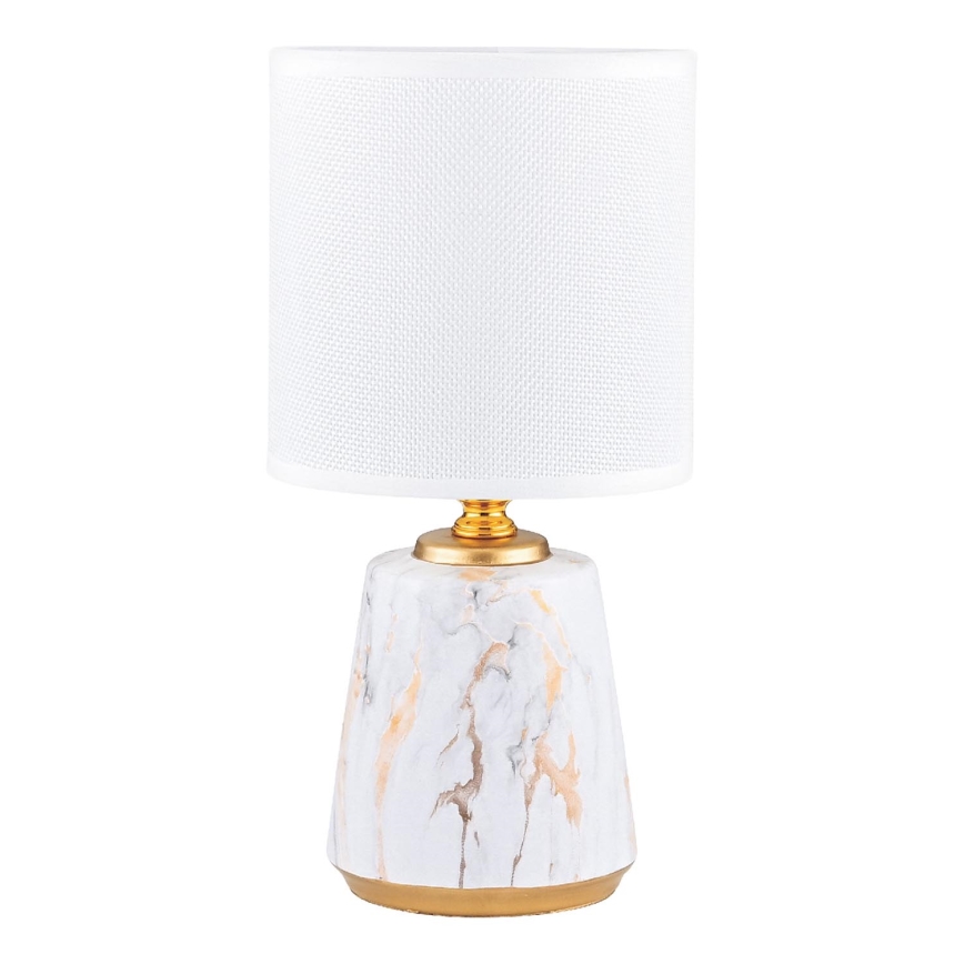 Zuma Line - Eπιτραπέζιο φωτιστικό 1xE14/40W/230V λευκό/χρυσό/μαρμάρινο μοτίβο