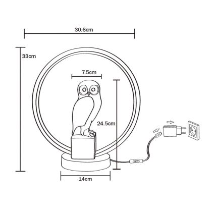 Zuma Line - Επιτραπέζιο φωτιστικό LED LED/4W/5V μαύρο/λευκό