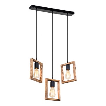 Zuma Line - Κρεμαστό φωτιστικό οροφής 3xE27/20W/230V πεύκο/μαύρο