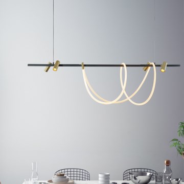 Zuma Line - Led Dimmable κρεμαστό φωτιστικό οροφής LED/60W + LED/7,5W/230V 2700-6000K μαύρο/χρυσό + τηλεχειριστήριο