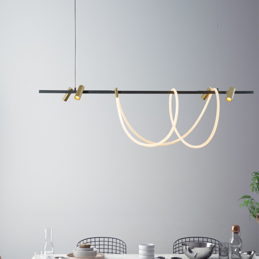 Zuma Line - Led Dimmable κρεμαστό φωτιστικό οροφής LED/60W + LED/7,5W/230V 2700-6000K μαύρο/χρυσό + τηλεχειριστήριο