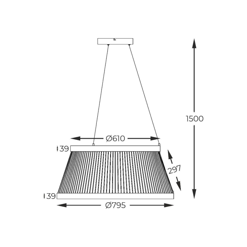 Zuma Line - Led Dimmable κρεμαστό φωτιστικό οροφής LED/53W/230V 2700-6000K μαύρο + τηλεχειριστήριο