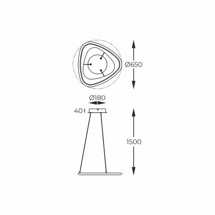 Zuma Line - Led Dimmable κρεμαστό φωτιστικό οροφής LED/34W/230V 3000K μαύρο γυαλιστερό χρώμιο