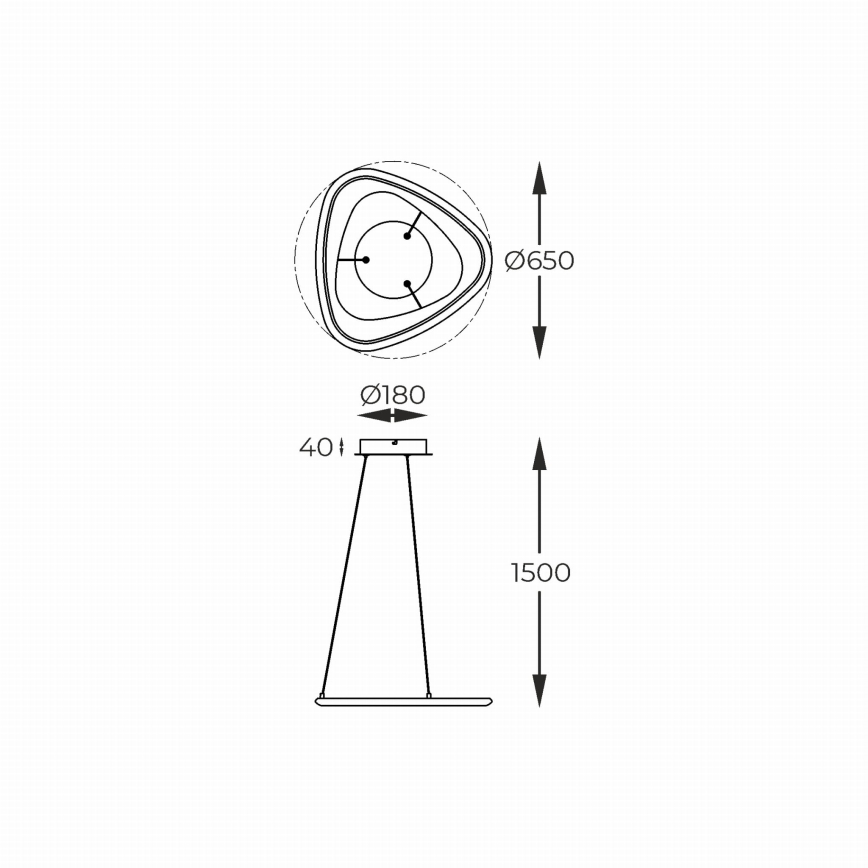 Zuma Line - Led Dimmable κρεμαστό φωτιστικό οροφής LED/34W/230V 3000K μαύρο γυαλιστερό χρώμιο