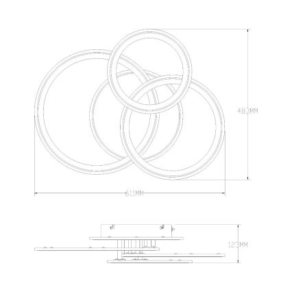 Zuma Line - LED Dimmable φωτιστικό οροφής LED/55W/230V 3000-6000K μαύρο + τηλεχειριστήριο