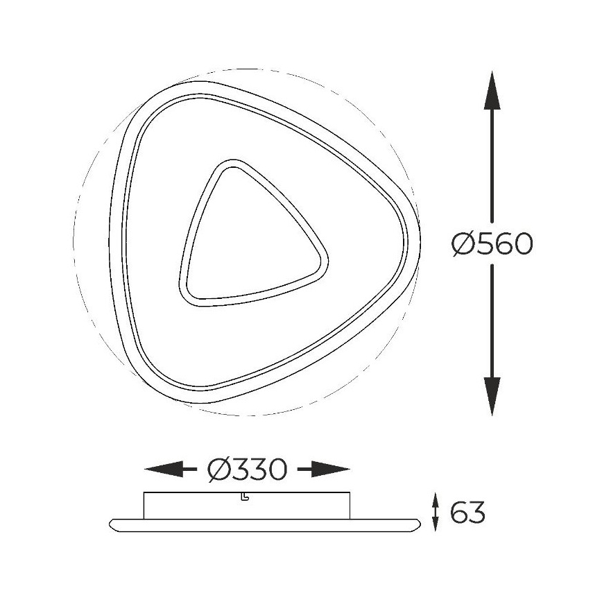 Zuma Line - LED Dimmable φωτιστικό οροφής LED/27W/230V 3000K μαύρο γυαλιστερό χρώμιο