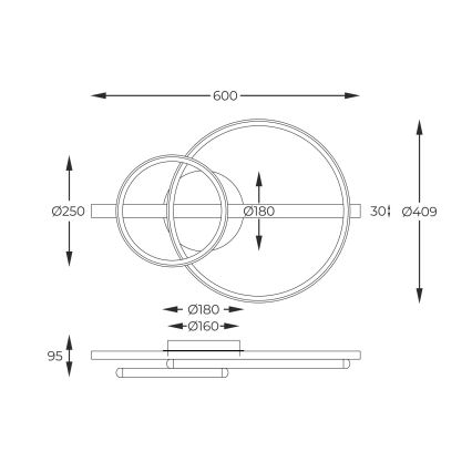 Zuma Line - LED Ρυθμιζόμενο Φωτιστικό Οροφής LED/17W/230V