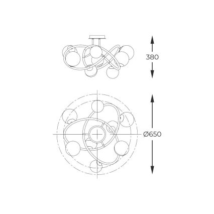 Zuma Line - Πλαφονιέρα οροφής 8xG9/3,5W/230V μαύρο