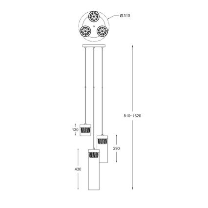 Zuma Line - Κρυστάλλινο πολύφωτο κρεμαστό 3xG9/28W/230V