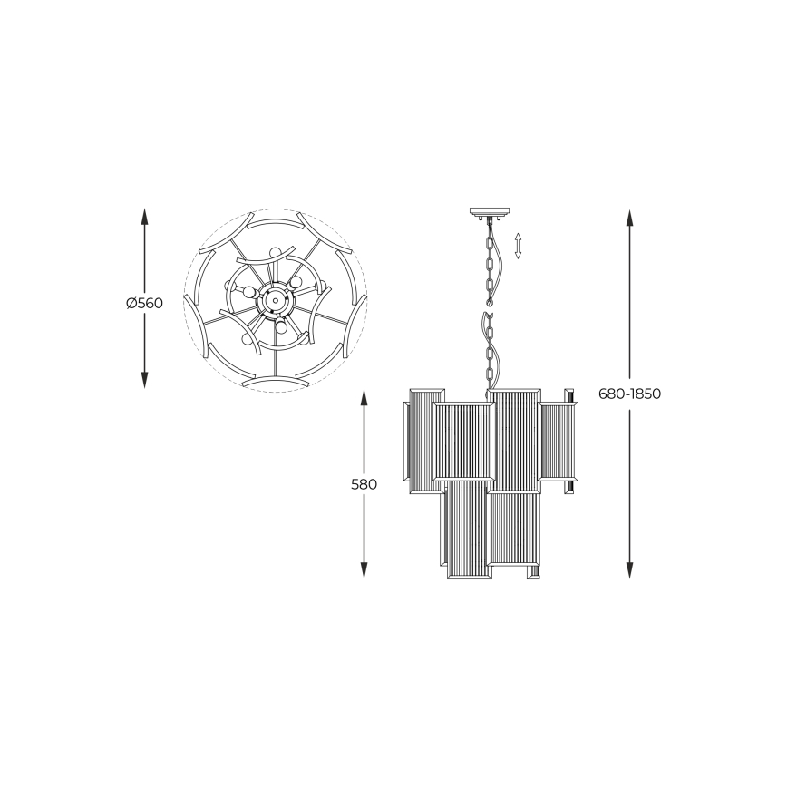 Zuma Line - Κρεμαστό φωτιστικό οροφής 8xE14/60W/230V γυαλιστερό χρώμιο