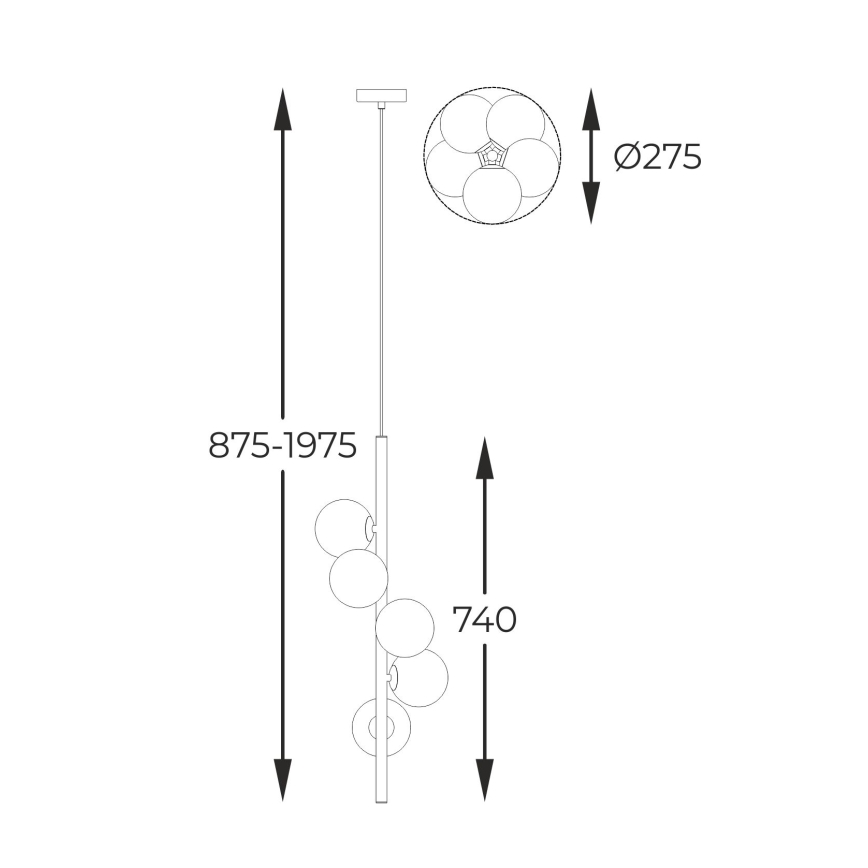 Zuma Line -Κρεμαστό φωτιστικό οροφής 5xG9/4W/230V χρυσαφί