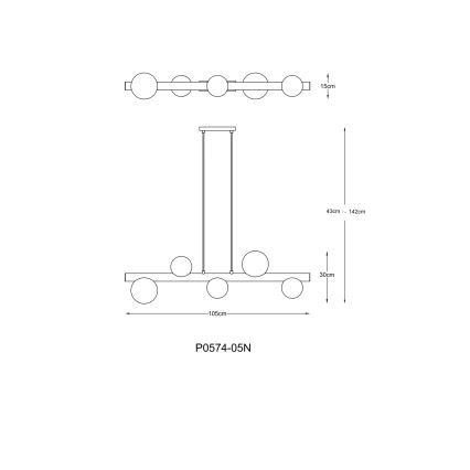 Zuma Line - Πολυέλαιος με καλώδιο 5xG9/33W/230V μαύρος