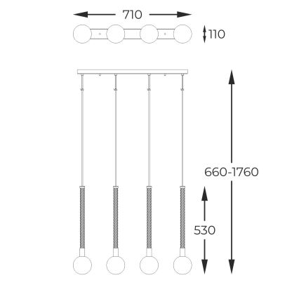 Zuma Line - Κρεμαστό φωτιστικό οροφής 4xG9/6W/230V χάλκινο