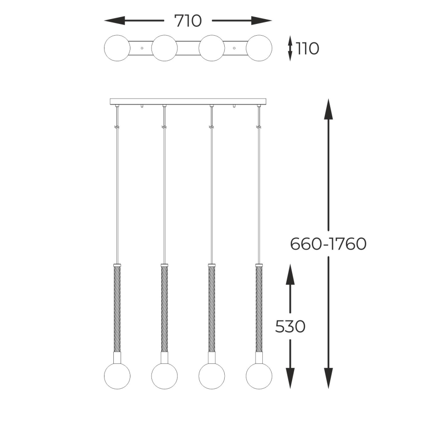 Zuma Line - Κρεμαστό φωτιστικό οροφής 4xG9/6W/230V χάλκινο