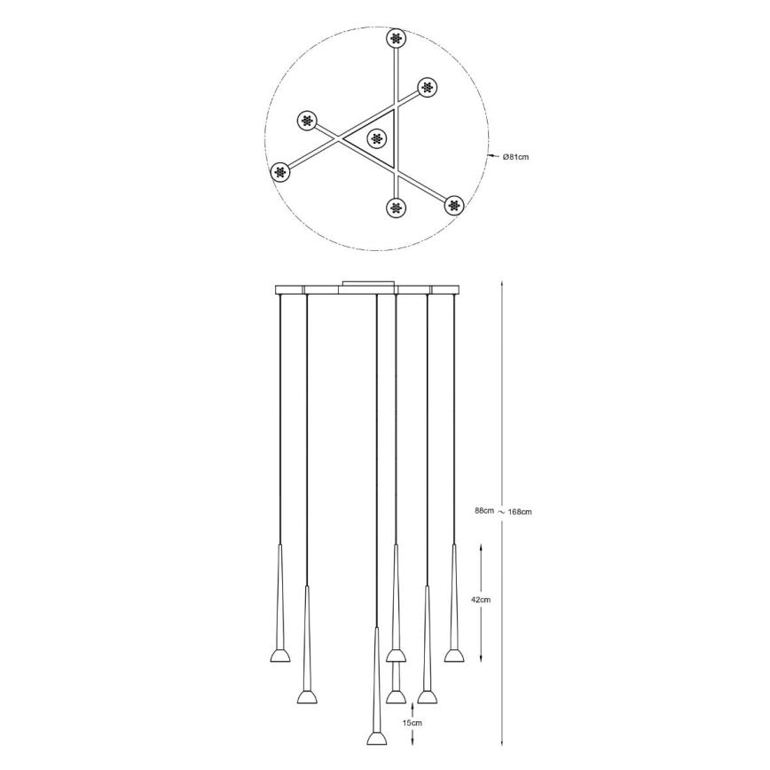 Zuma Line - LED πολυέλαιος με καλώδιο 7xLED/6W/230V μαύρο/χρυσό