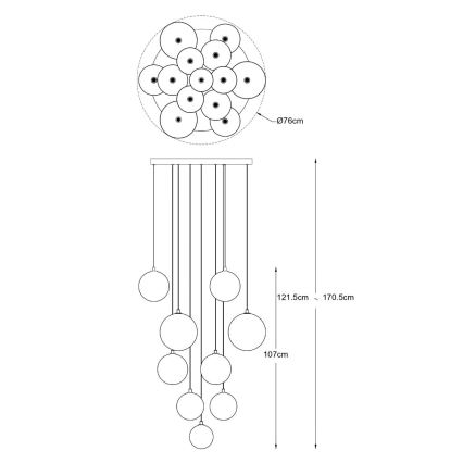 Zuma Line - Κρεμαστό φωτιστικό με καλώδιο 13xG9/2W/230V χρυσό