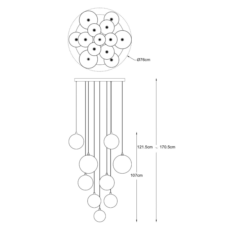 Zuma Line - Κρεμαστό φωτιστικό με καλώδιο 13xG9/2W/230V χρυσό