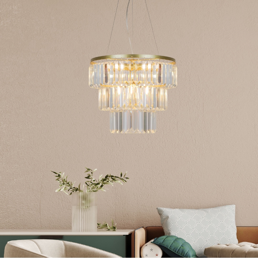 Zuma Line - Κρυστάλλινο κρεμαστό φωτιστικό οροφής 4xE14/40W/230V χρυσαφί