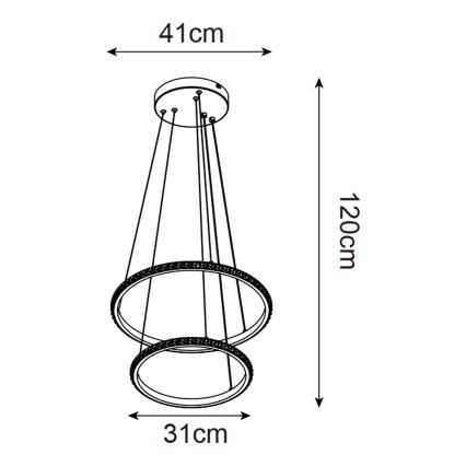 Zuma Line -  Κρεμαστό φωτιστικό οροφής LED RIDE LED/22W/230V + LED/14W διάμετρος 41 cm μαύρο