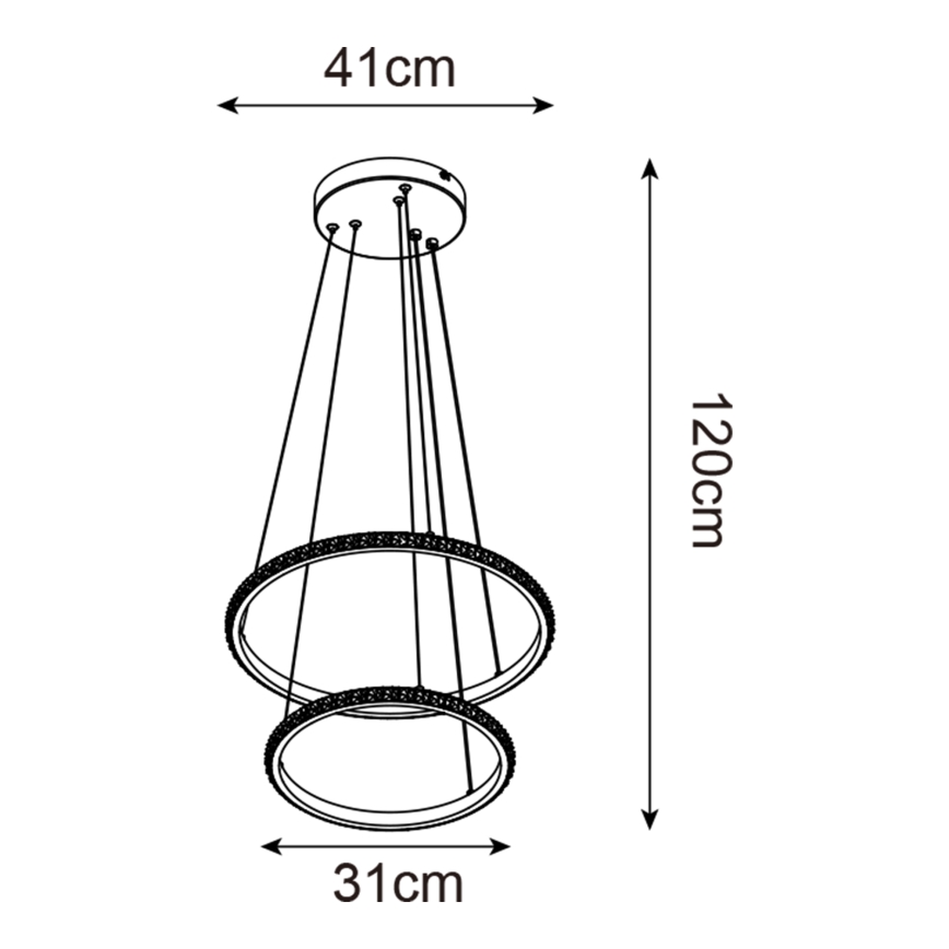Zuma Line -  Κρεμαστό φωτιστικό οροφής LED RIDE LED/22W/230V + LED/14W διάμετρος 41 cm μαύρο