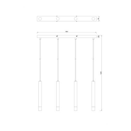 Zuma Line - Κρεμαστό φωτιστικό με καλώδιο 4xG9/5W/230V χρυσό