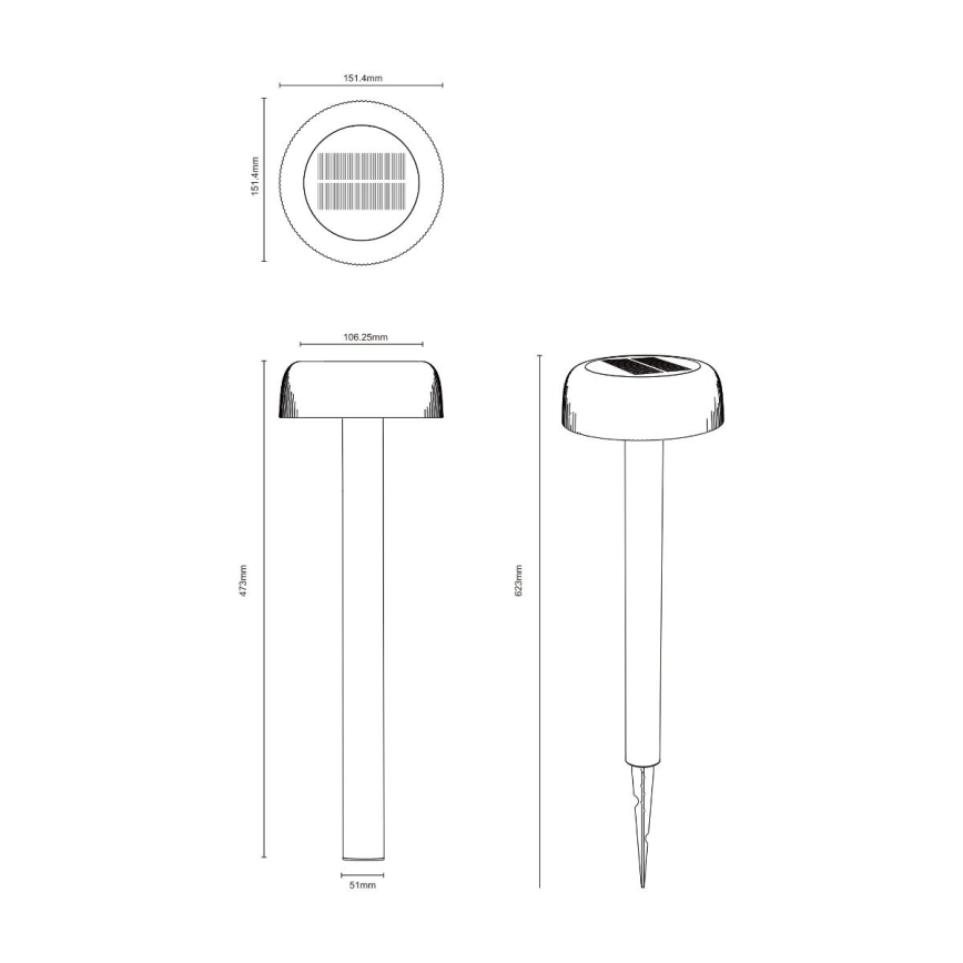 Zuma Line - Ηλιακή λάμπα LED LED/2,5W/2000 mAh IP44 μαύρο