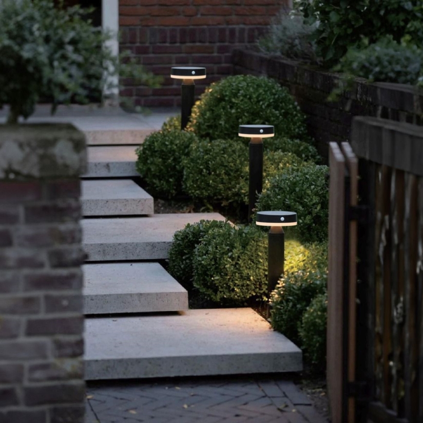 Zuma Line - Ηλιακό LED φως με αισθητήρα κίνησης και λυκόφωτος LED/4,5W/2000 mAh IP44 μαύρο