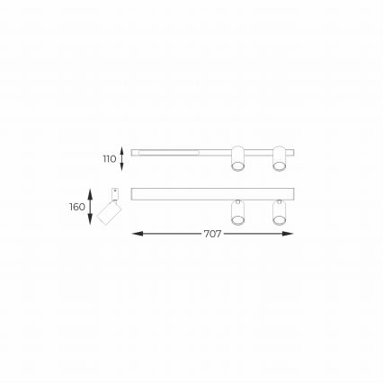 Zuma Line - Φωτιστικό σποτ τοίχου LED 2xGU10/5W/230V + LED/8W μαύρο