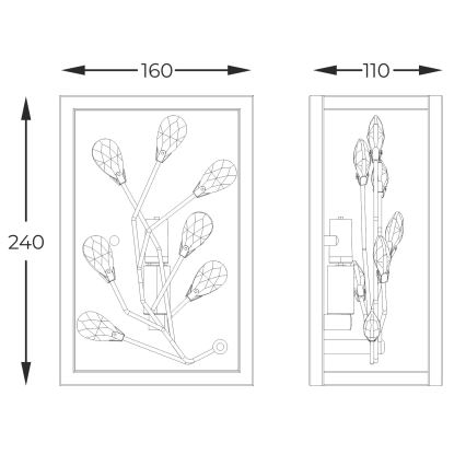 Zuma Line - Φωτιστικό τοίχου 1xG9/33W/230V μαύρο/χρυσαφί