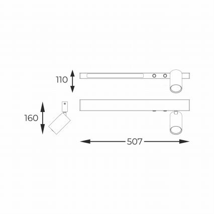 Zuma Line - Φωτιστικό σποτ τοίχου LED 1xGU10/5W/230V + LED/8W μαύρο