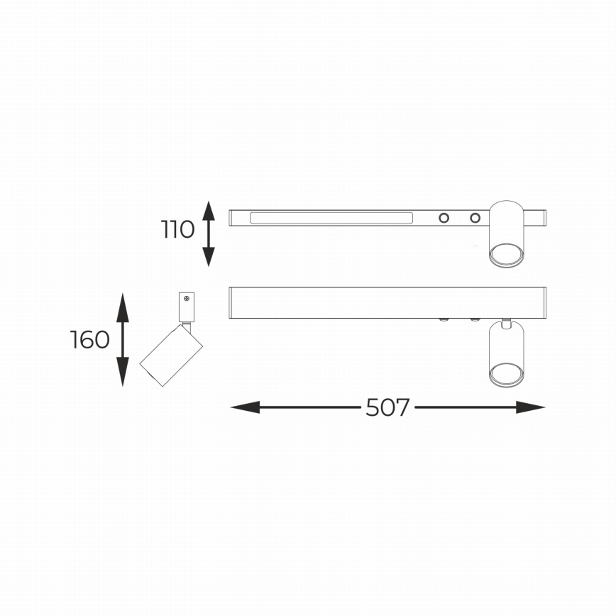 Zuma Line - Φωτιστικό σποτ τοίχου LED 1xGU10/5W/230V + LED/8W μαύρο
