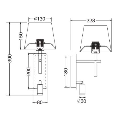 Zuma Line - Επιτοίχιο φωτιστικό LED 1xE27/40W/230V + LED/2,5W ορείχαλκος/λευκό