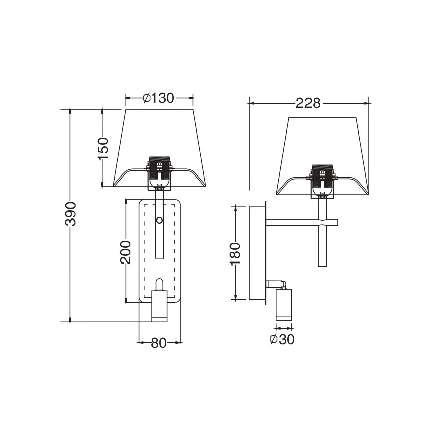 Zuma Line - Επιτοίχιο φωτιστικό LED 1xE27/40W/230V + LED/2,5W ορείχαλκος/λευκό