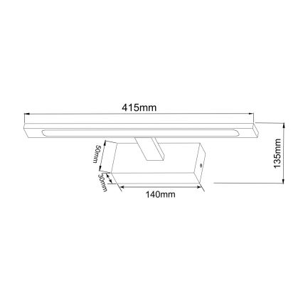 Zuma Line - LED Φωτισμός μπάνιου για καθρέφτη LED/12W/230V 41 εκ. IP44 μαύρο