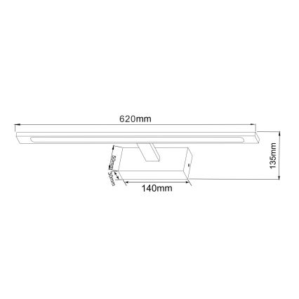 Zuma Line - Φωτισμός καθρέφτη μπάνιου LED LED/20W/230V 62 cm IP44 χρυσαφί