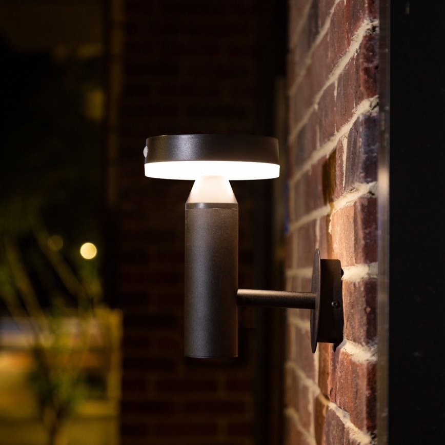 Zuma Line - Ηλιακό επιτοίχιο φωτιστικό LED με αισθητήρα κίνησης και λυκόφωτος LED/4,5W/2000 mAh IP44 μαύρο