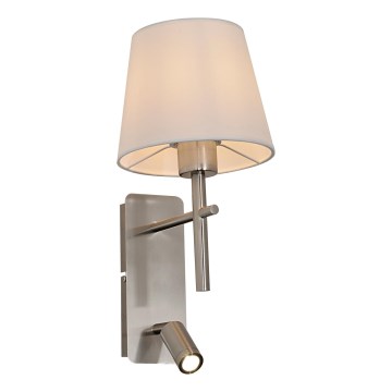 Zuma Line - Επιτοίχιο φωτιστικό LED 1xE27/40W/230V + LED/2,5W ματ χρώμιο/λευκό