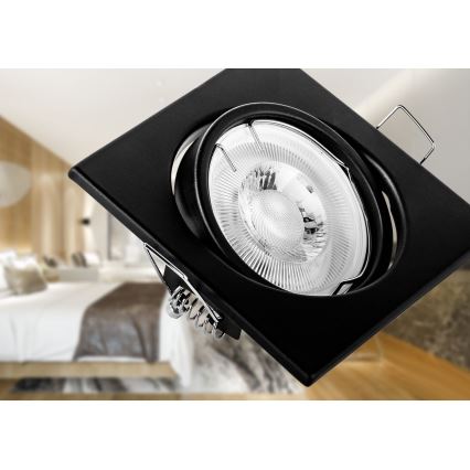 Εντοιχισμένο φωτιστικό οροφής 1xGU10/MR16/10W/230V 9x9 cm μαύρο