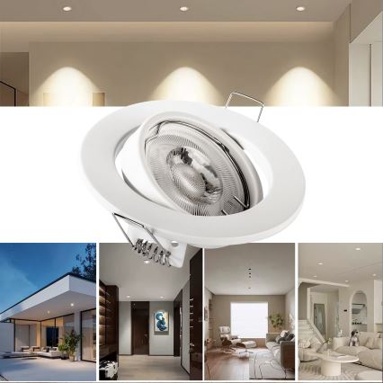 Εντοιχισμένο φωτιστικό οροφής 1xGU10/MR16/10W/230V διάμ. 9 cm λευκό