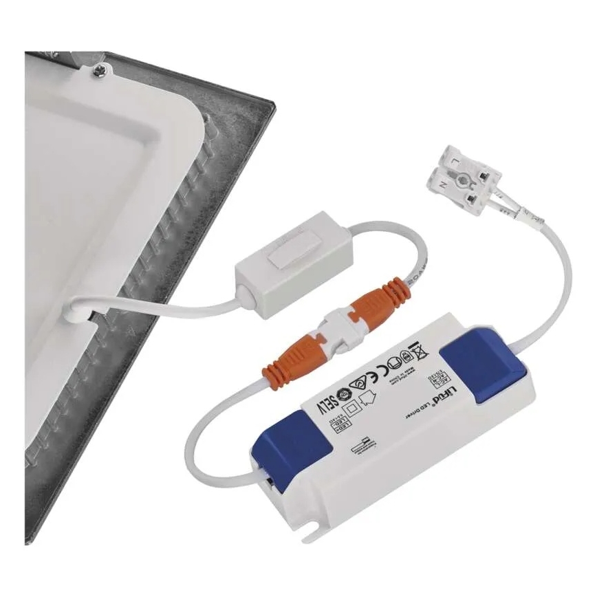 Εντοιχισμένο φωτιστικό οροφής LED NEXXO, LED/18W/230V, 3000/3500/4000K, ασημί, 22,5x22,5 cm
