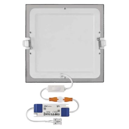 Εντοιχισμένο φωτιστικό οροφής LED NEXXO, LED/18W/230V, 3000/3500/4000K, ασημί, 22,5x22,5 cm
