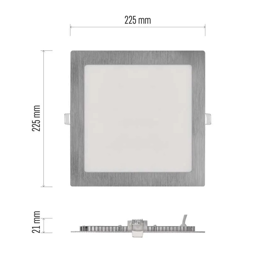 Εντοιχισμένο φωτιστικό οροφής LED NEXXO, LED/18W/230V, 3000/3500/4000K, ασημί, 22,5x22,5 cm
