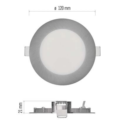 Εντοιχισμένο φωτιστικό οροφής LED NEXXO LED/7W/230V 3000/3500/4000K ασημί διάμ. 12 cm