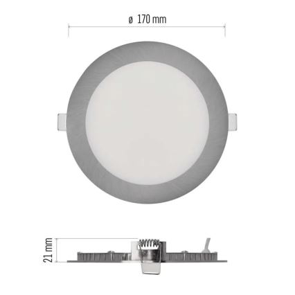 Εντοιχισμένο LED φωτιστικό NEXXO LED/12,5W/230V 3000/3500/4000K ασημί διάμ. 17 cm